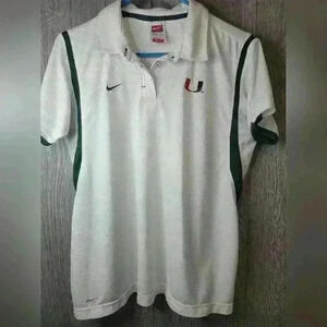 Nike Dri-fit University of Miami Hurricanes Polo. Size L (12-14) 100% polyester